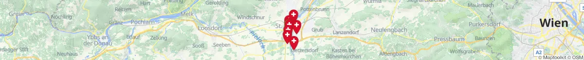 Kartenansicht für Apotheken-Notdienste in der Nähe von Sankt Pölten (Stadt) (Niederösterreich)